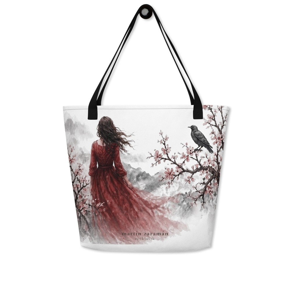Bolsa de tela grande all over — cerezos