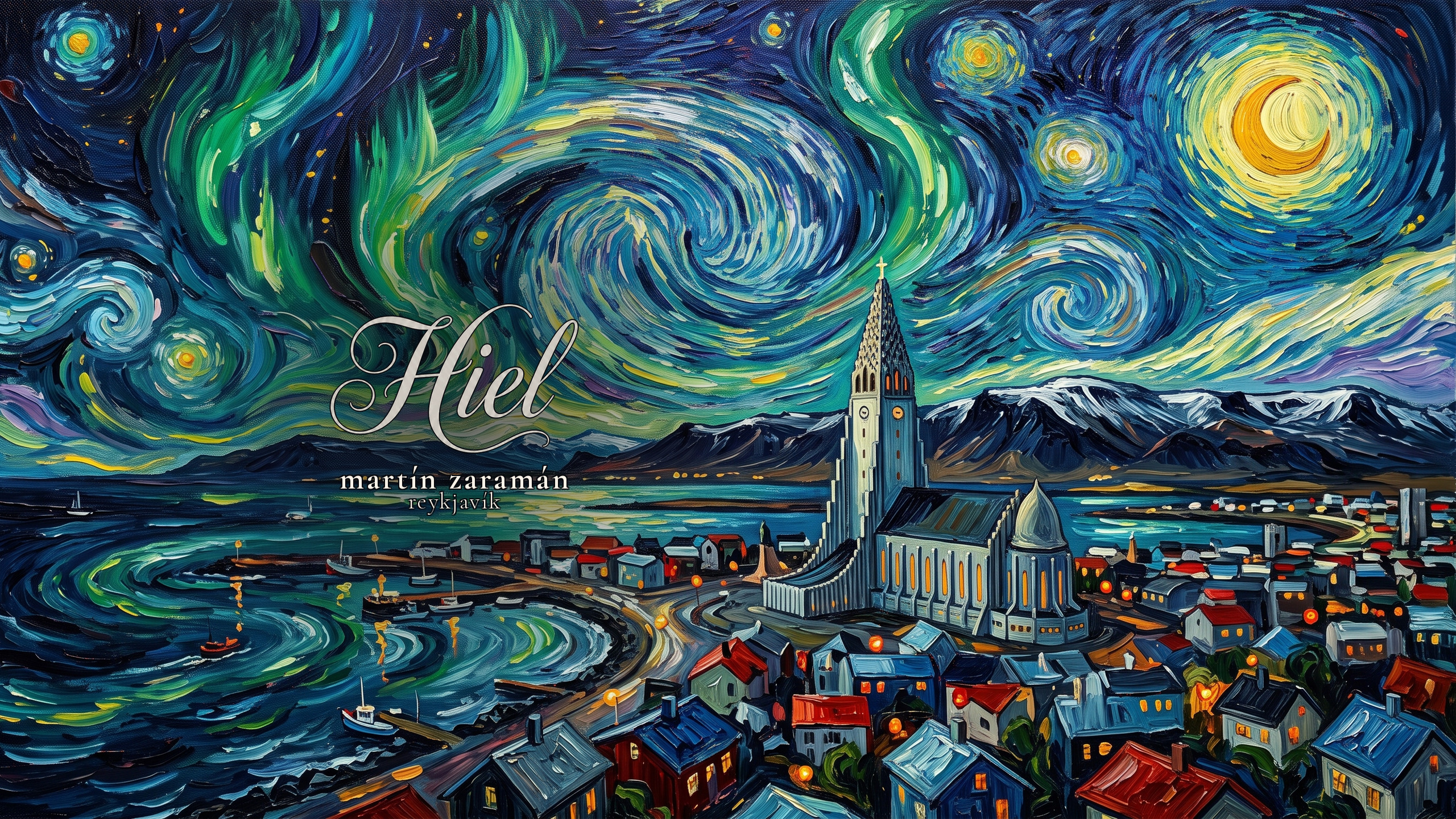 YouTube banner — Hiel, aurora de Reykjavík